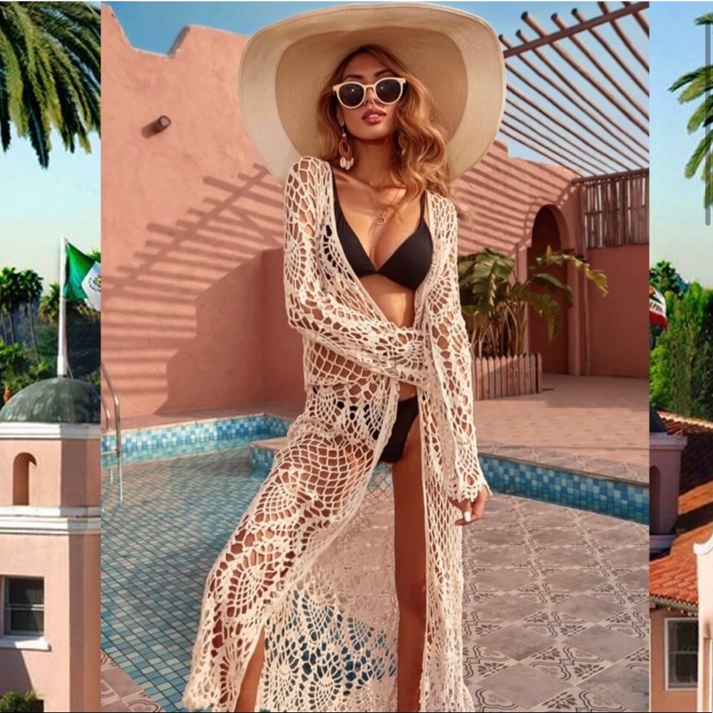 NWOT Vintage inspired boho crocheted duster / kimono